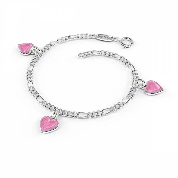 Pia & Per Armbånd 3 Emaljerte Hjerter Rosa 